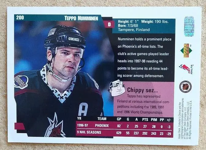 НХЛ Теппо Нумминен Финикс Койотис № 200 1