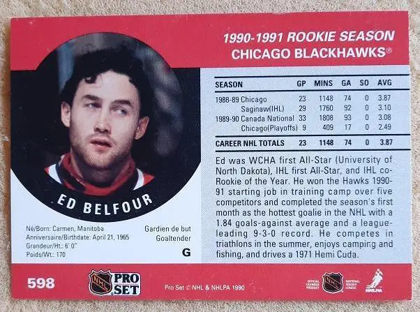 НХЛ Эд Белфор Чикаго Блэкхокс № 598 1