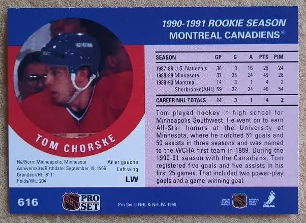 НХЛ Том Чорски Монреаль Канадиенс № 616 1