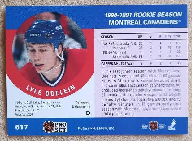 НХЛ Лайл Оделайн Монреаль Канадиенс № 617 1