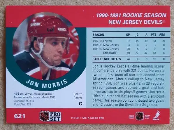 НХЛ Джон Моррис Нью-Джерси Дэвилз № 621 1