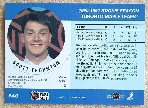 НХЛ Скотт Торнтон Торонто Мэйпл Лифс № 640 1