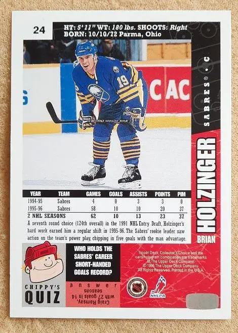 НХЛ Брайан Холцингер Баффало Сейбрз № 24 а 1