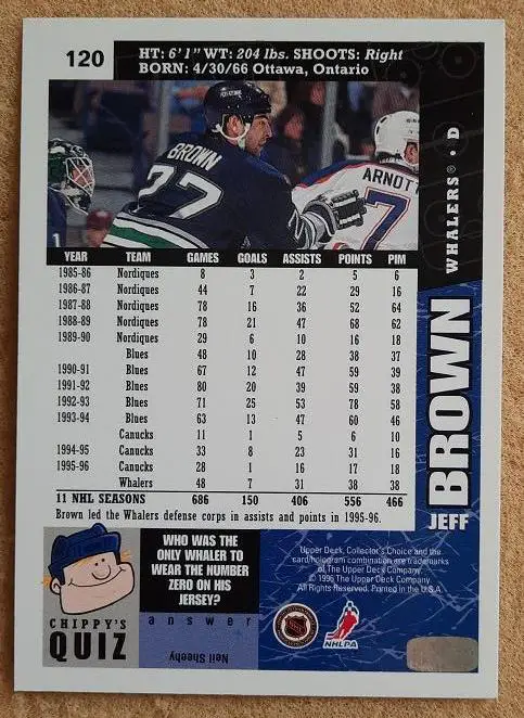 НХЛ Джефф Браун Хартфорд Уэйлерз № 120 1