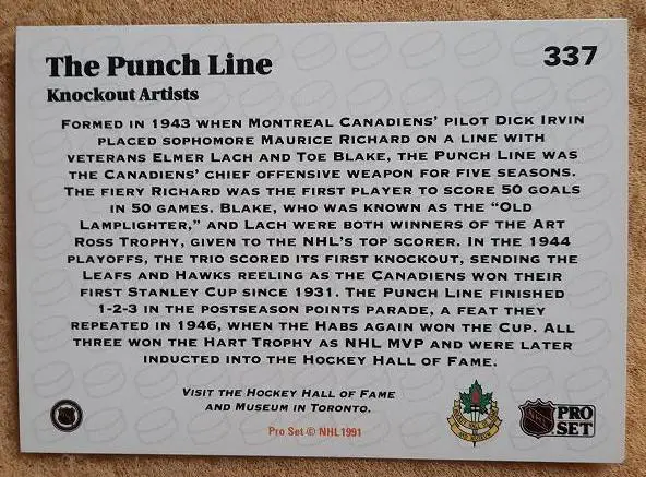 НХЛ Морис Ришар Элмер Лач Гектор Блэйк Монреаль Канадиенс № 337 1
