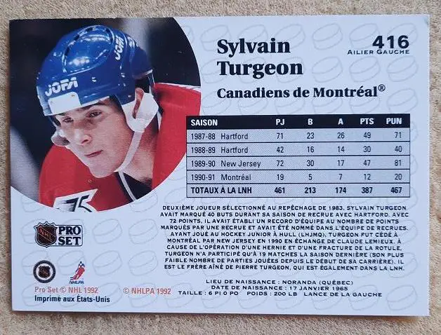 НХЛ Сильвен Тарджон Монреаль Канадиенс № 416 фр 1