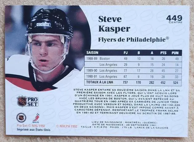 НХЛ Стив Каспер Филадельфия Флайерз № 449 фр 1