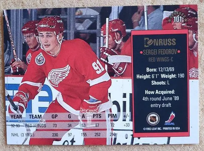 НХЛ Сергей Федоров Детройт Ред Уингз Динамо Минск ЦСКА Москва Магнитогорск 101 1