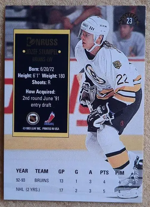 НХЛ Йозеф Штумпель Бостон Брюинз Минск Спартак Москва № 23 1