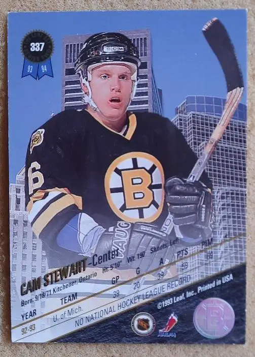 НХЛ Кэм Стюарт Бостон Брюинз № 337 1
