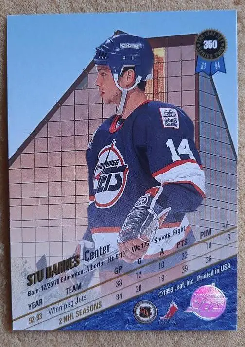 НХЛ Стю Барнс Виннипег Джетс № 350 1
