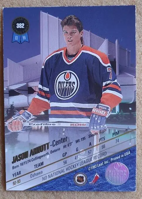 НХЛ Джейсон Арнотт Эдмонтон Ойлерз № 382 1