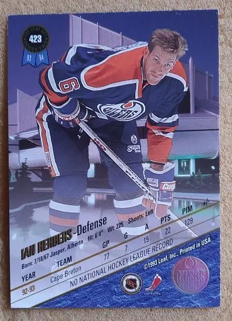НХЛ Иэн Херберс Эдмонтон Ойлерз № 423 1