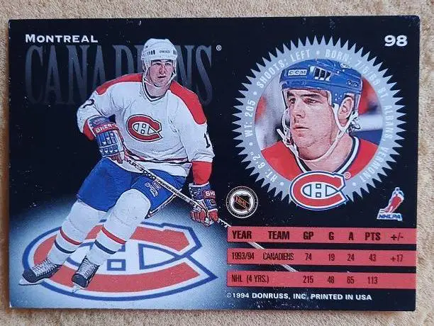 НХЛ Джон Леклер Монреаль Канадиенс № 98 1