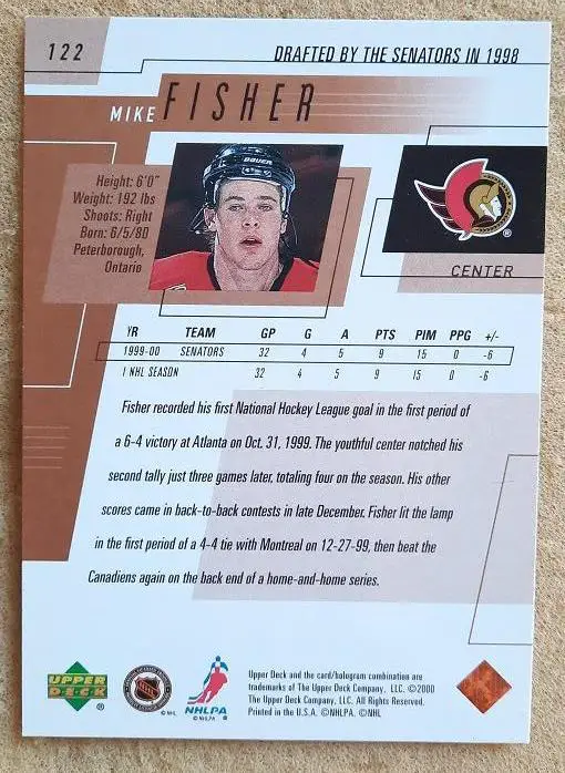 НХЛ Майк Фишер Оттава Сенаторз № 122 1