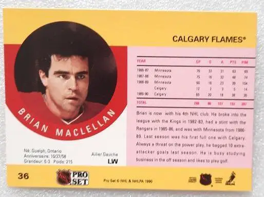 НХЛ Брайан Маклеллан Калгари Флэймз № 36 1