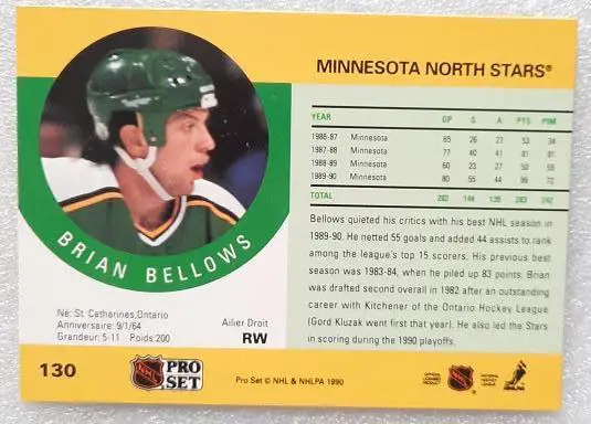 НХЛ Брайан Беллоуз Миннесота Норт Старз № 130 1