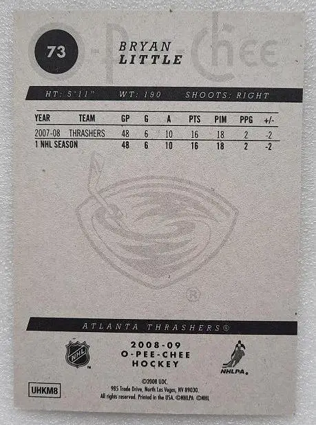 НХЛ Брайан Литтл Атланта Трэйшерз № 73 1
