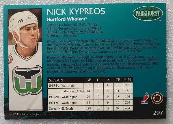 НХЛ Ник Кипреос Хартфорд Уэйлерз № 297 1