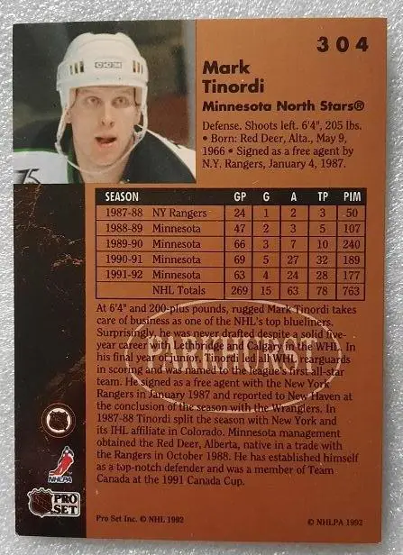 НХЛ Марк Тинорди Миннесота Норт Старз № 304 1