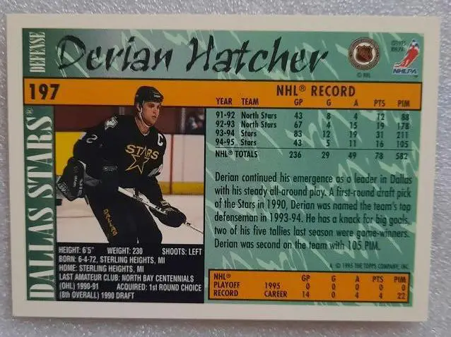 НХЛ Дериан Хэтчер Даллас Старз № 197 1