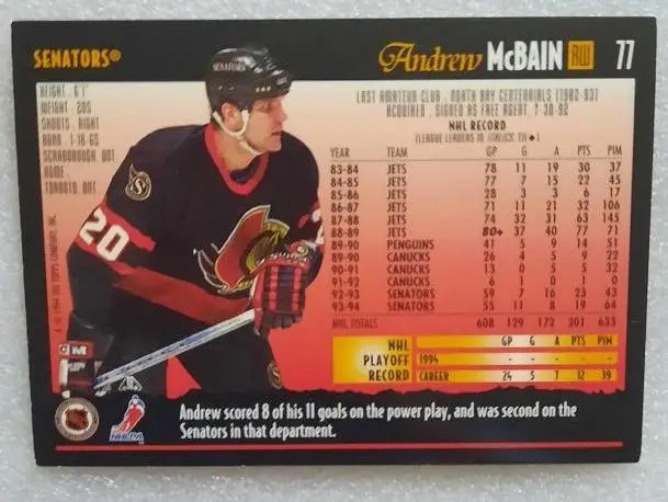 НХЛ Эндрю Макбейн Оттава Сенаторз № 77 1