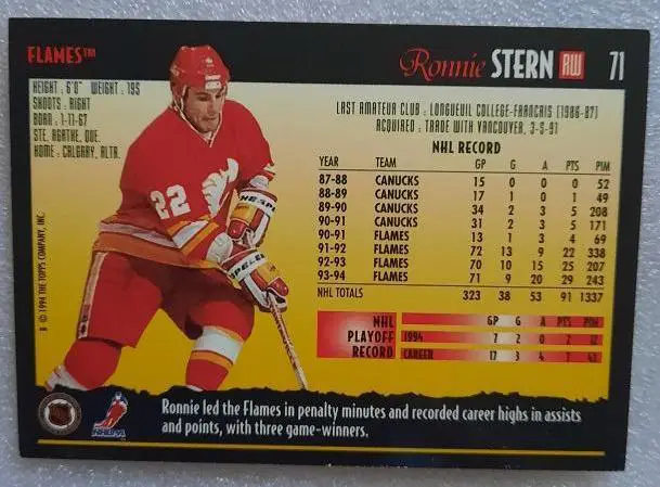 НХЛ Ронни Штерн Калгари Флэймз № 71 1