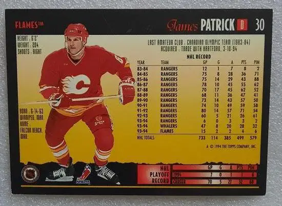 НХЛ Джеймс Патрик Калгари Флэймз № 30 1