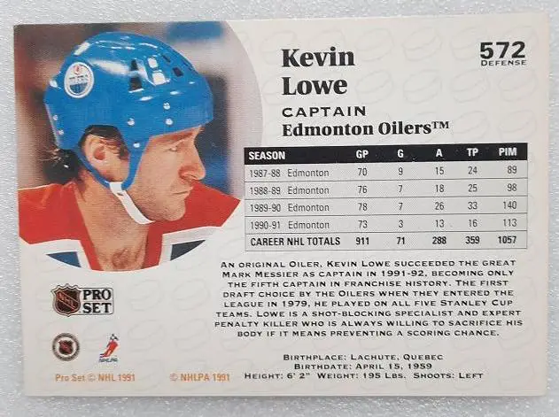 НХЛ Кевин Лоу Эдмонтон Ойлерз № 572 1