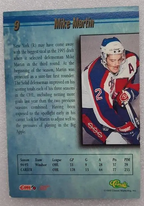 НХЛ Майк Мартин Виндзор Спитфайерз № 9 1