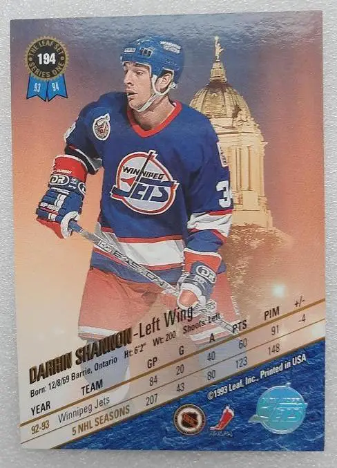 НХЛ Даррин Шеннон Виннипег Джетс № 194 1