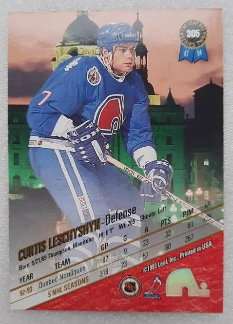 НХЛ Кёртис Лешишин Квебек Нордикс № 305 1