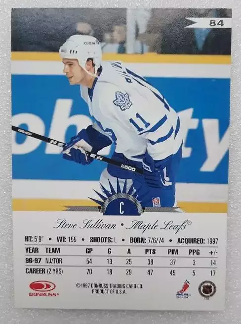 НХЛ Стив Салливан Торонто Мэйпл Лифс № 84 1