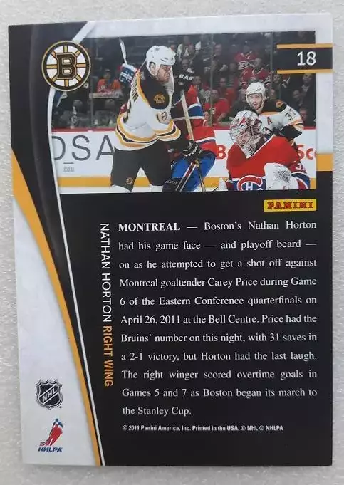 НХЛ Натан Хортон Бостон Брюинз № 18 1