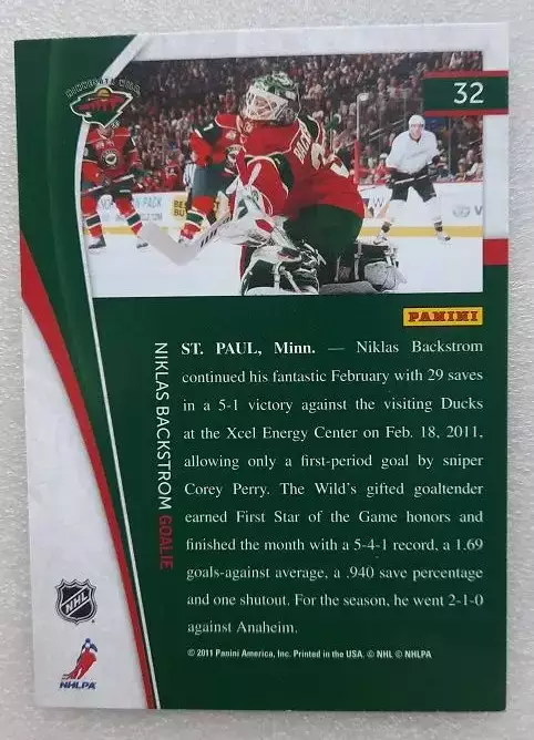 НХЛ Никлас Бекстрем Миннесота Уайлд № 32 1