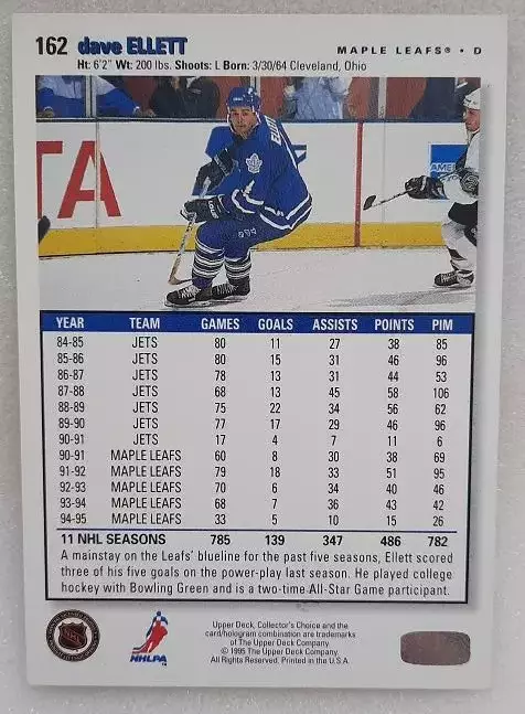 НХЛ Дэвид Эллетт Торонто Мэйпл Лифс № 162 1
