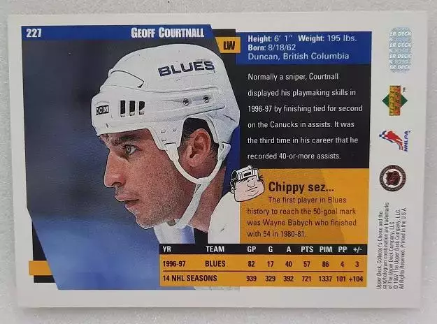 НХЛ Джефф Куртнолл Сент-Луис Блюз № 227 1