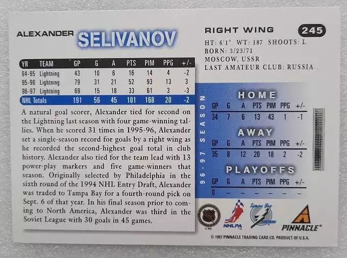 НХЛ Александр Селиванов Тампа Бэй Лайтнинг Спартак Москва № 245 1