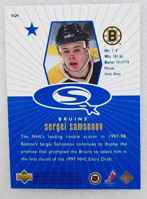 НХЛ Сергей Самсонов Бостон Брюинз ЦСКА Динамо Москва № SQ 6 блю 1