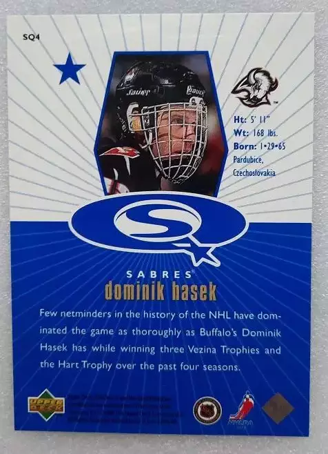 НХЛ Доминик Гашек Баффало Сейбрз Спартак Москва № SQ 4 блю 1