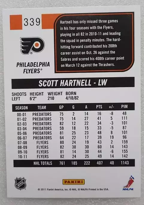 НХЛ Скотт Хартнелл Филадельфия Флайерз № 339 1