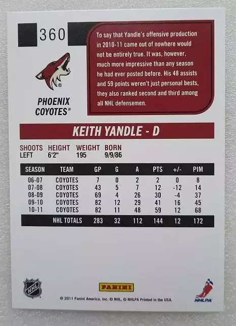 НХЛ Кит Яндл Финикс Койотис № 360 1