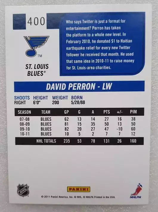 НХЛ Дэвид Перрон Сент-Луис Блюз № 400 1