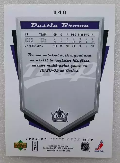 НХЛ Дастин Браун Лос-Анжелес Кингз № 140 автограф 1