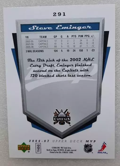 НХЛ Стив Эминджер Вашингтон Кэпиталз ЦСКА Москва № 291 автограф 1