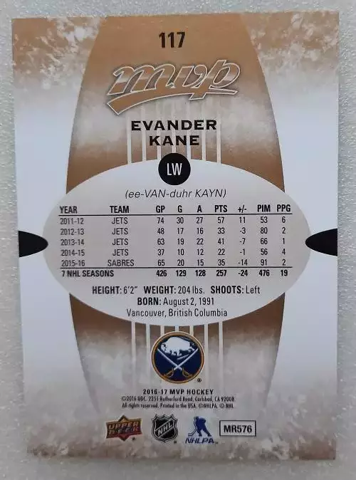 НХЛ Эвандер Кейн Баффало Сейбрз № 117 1