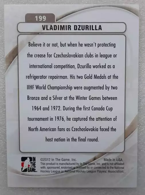 НХЛ Владимир Дзурилла Чехословакия № 199 1