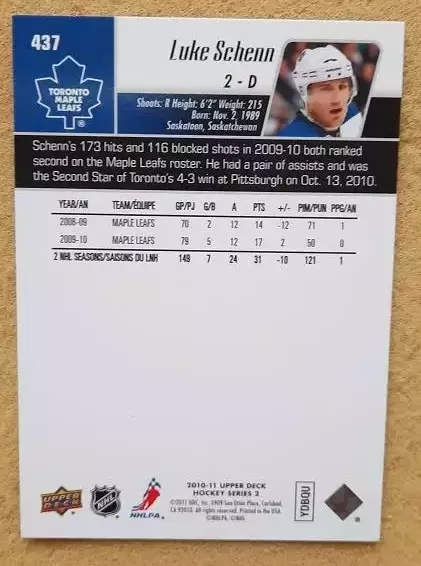 НХЛ Люк Шенн Торонто Мэйпл Лифс № 437 1