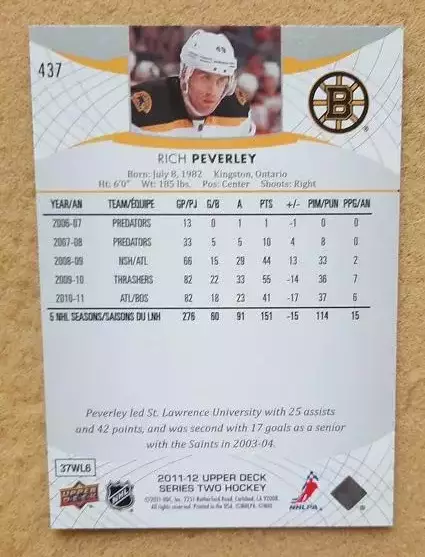 НХЛ Рич Певерли Бостон Брюинз № 437 1
