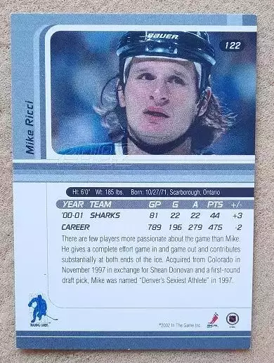 НХЛ Майк Риччи Сан-Хосе Шаркс № 122 1